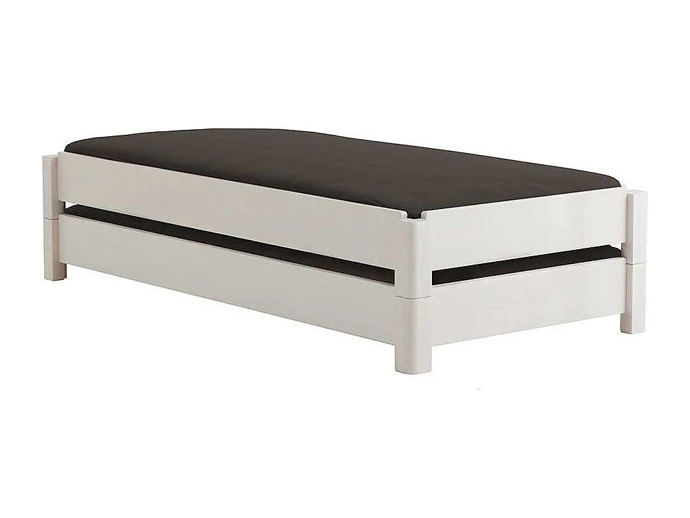Futonbett in Weiß Buche massiv stapelbar (zweiteilig)
