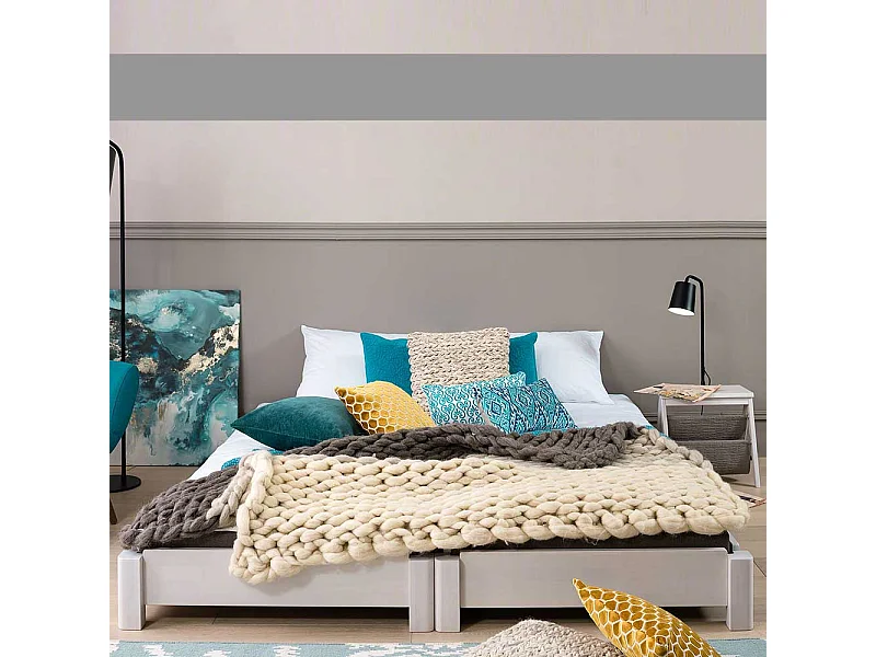 Futonbett in Weiß Buche massiv stapelbar (zweiteilig)