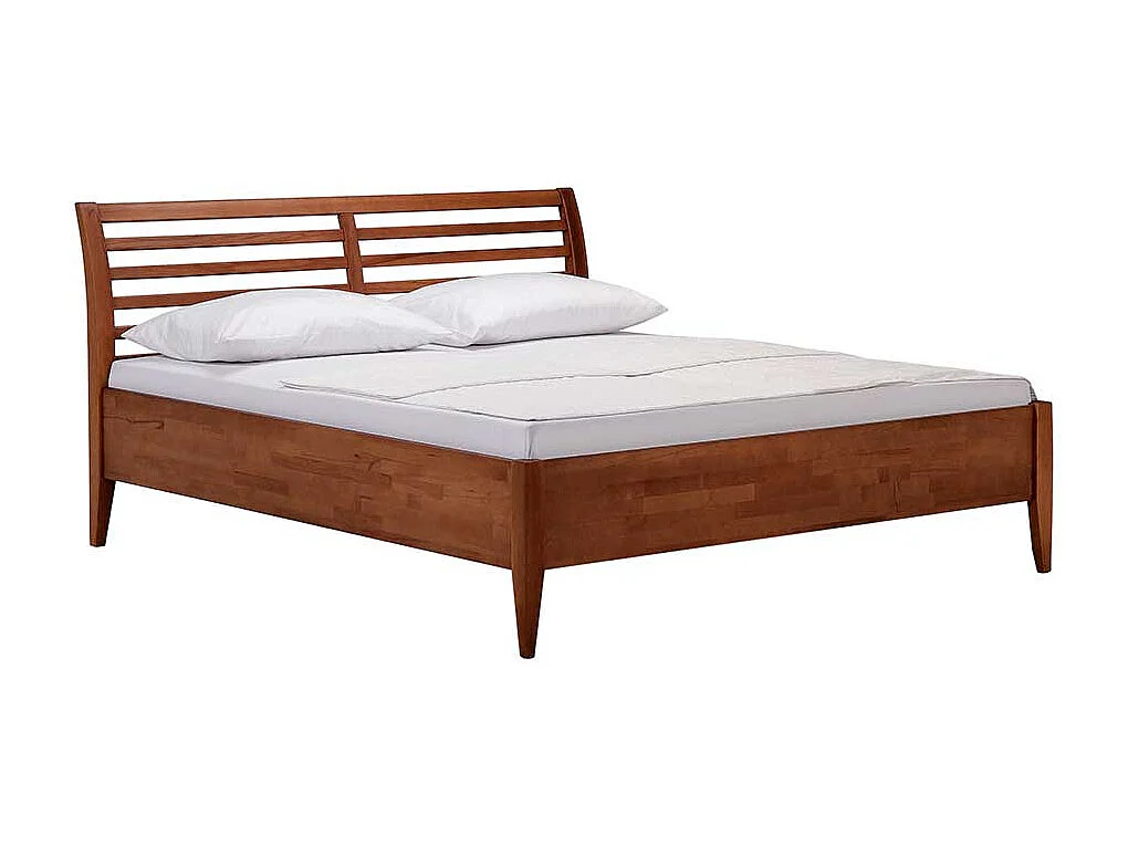 Holzbettgestell in Walnussfarben Buche Massivholz