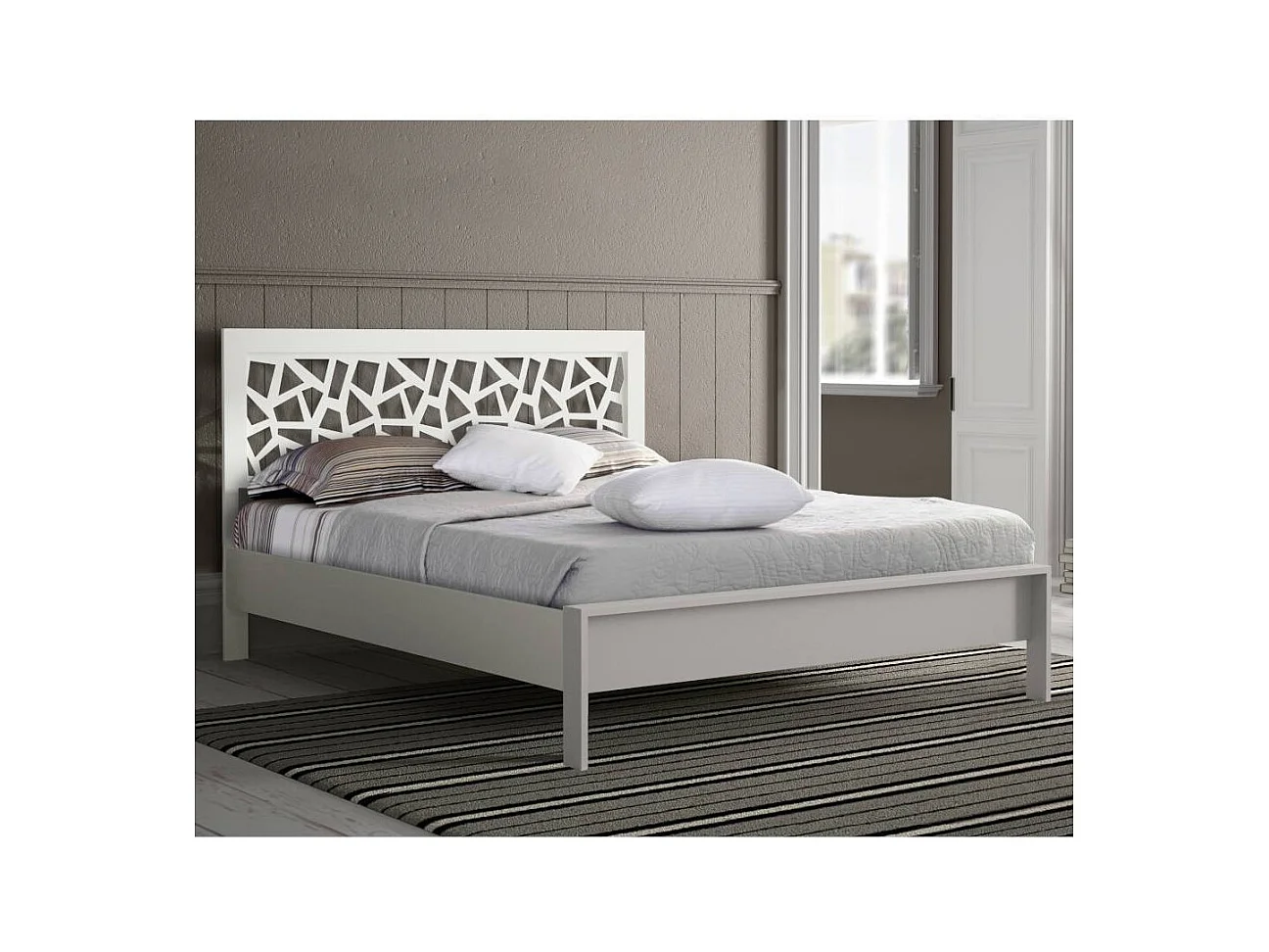 Bettgestell Doppelbett in Weiß pulverbeschichtet