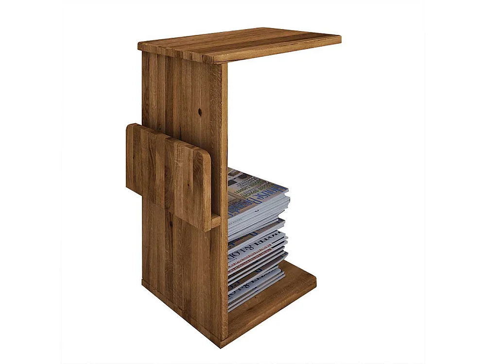 Retro Bett aus Wildeiche Massivholz Kopfteil (dreiteilig)