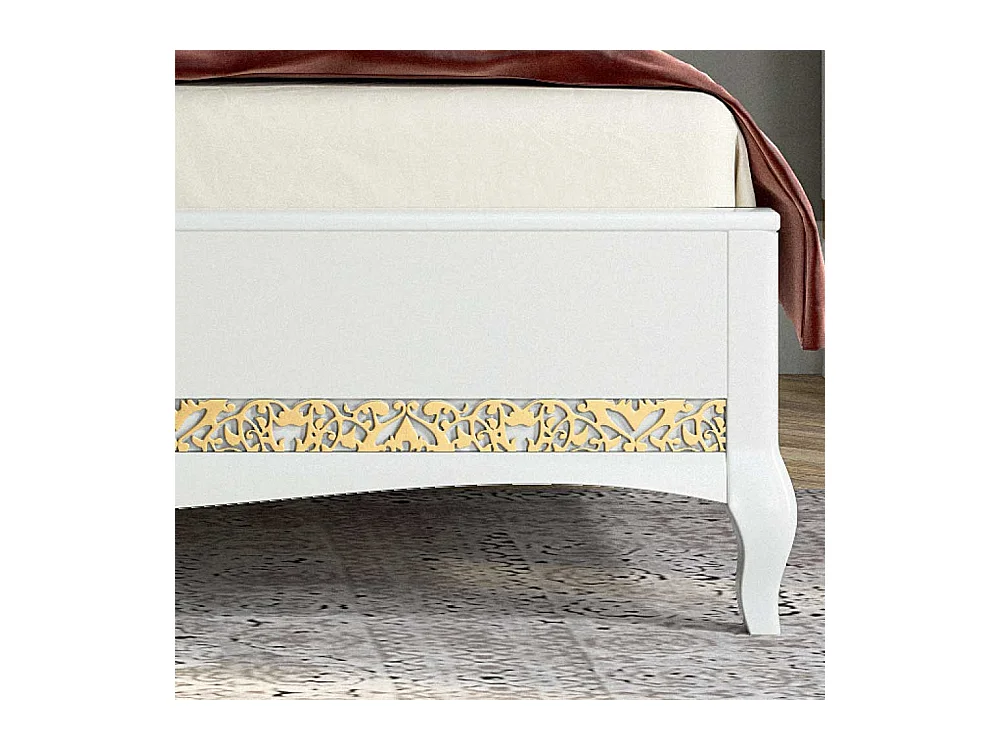 Designerbett in Weiß Blattgold verziert