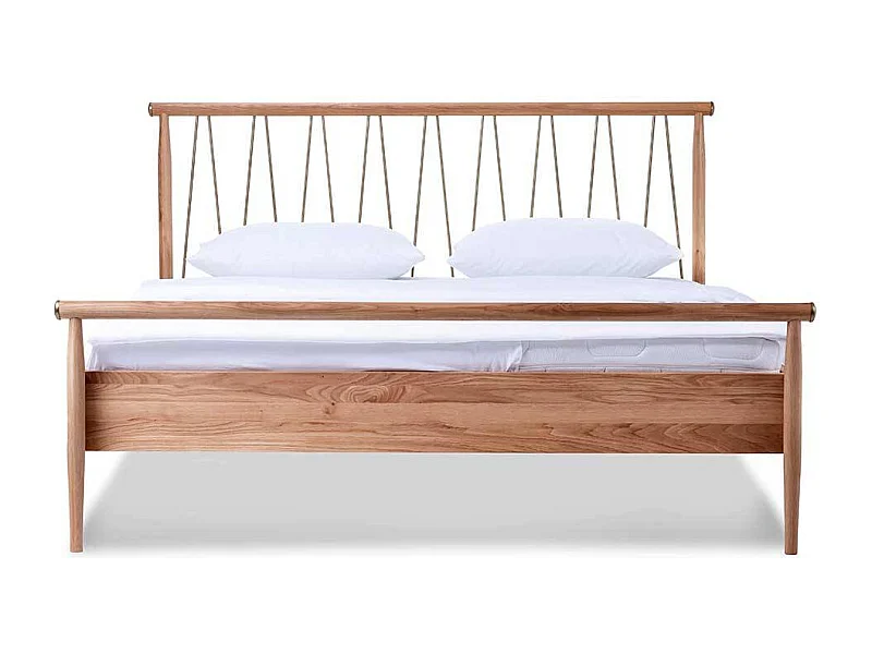 Massivholzbettgestell in Wildeiche Honigfarben Goldfarben