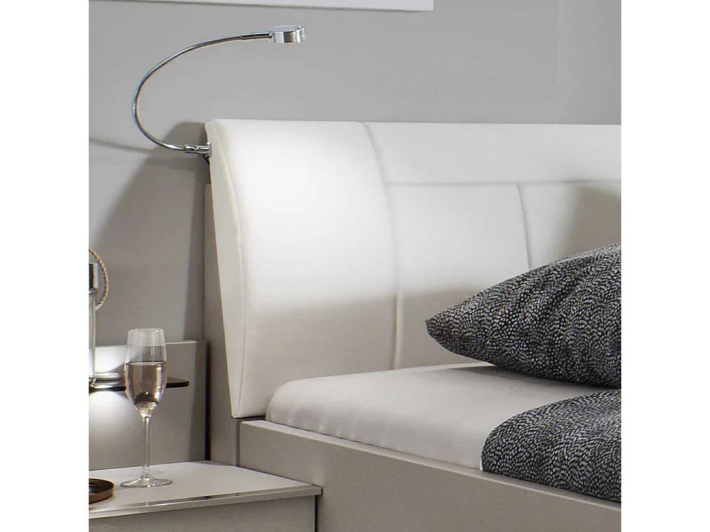 Bett in Hellgrau Weiß LED Beleuchtung (dreiteilig)