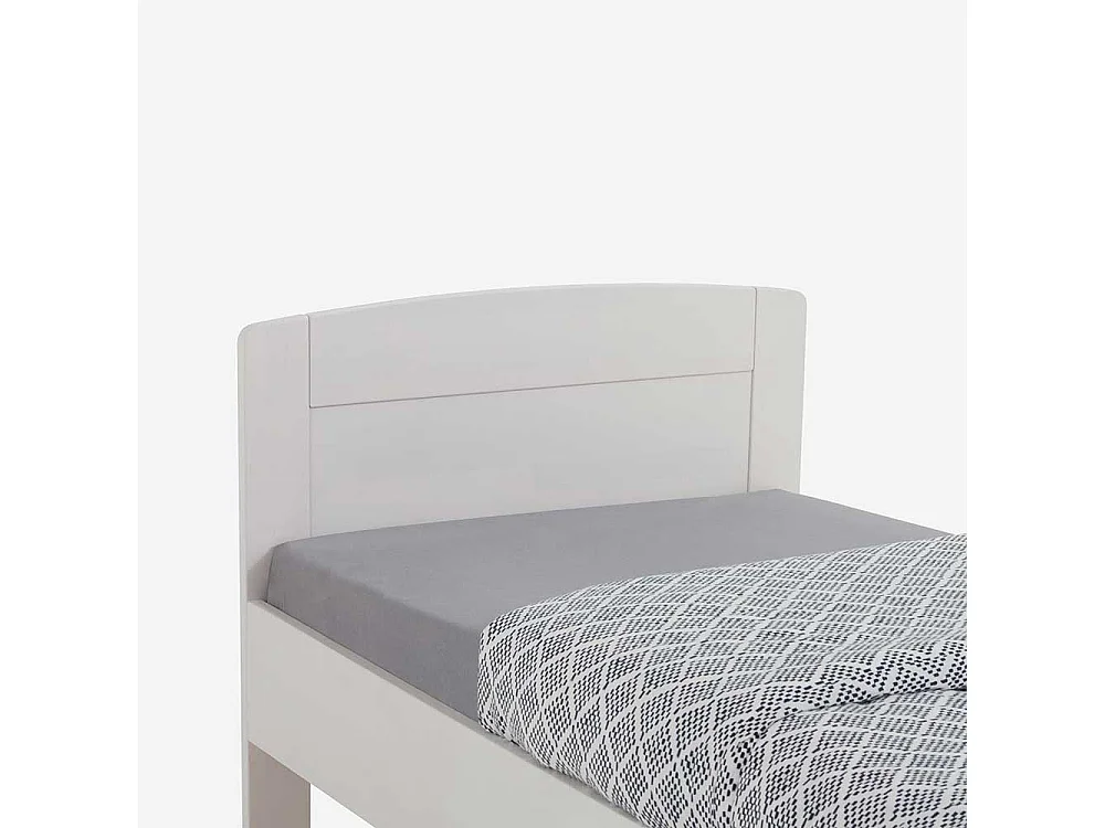 Singlebett in Weiß Buche Massivholz