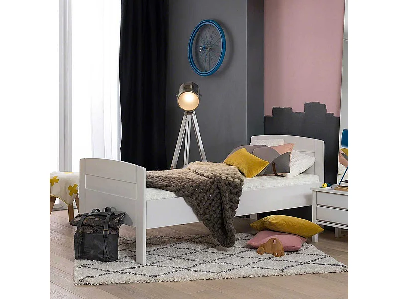 Singlebett in Weiß Buche Massivholz