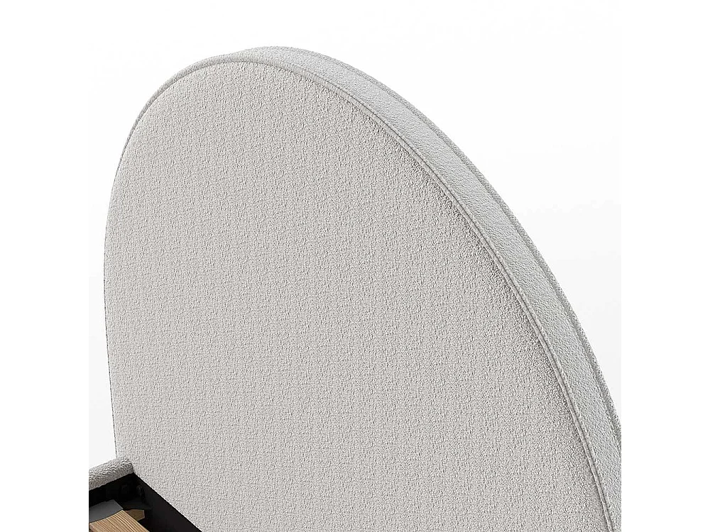 Polsterbettgestell Skandi aus Boucle Stoff Vierfußgestell aus Holz