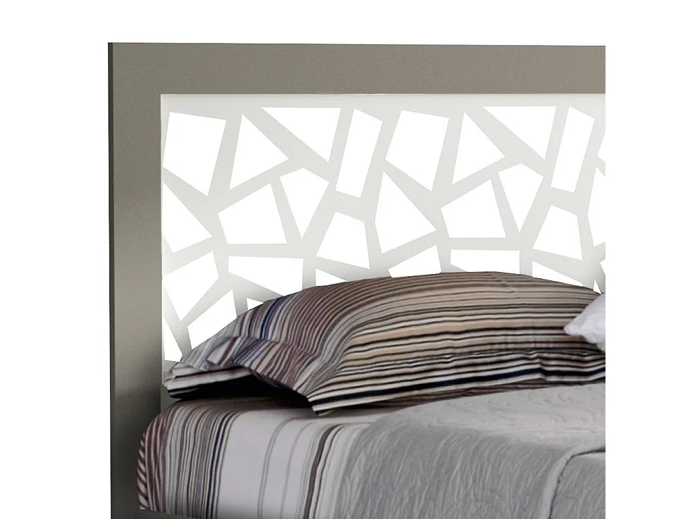 Doppelbett Bettgestell in Grau 110 cm Kopfteil