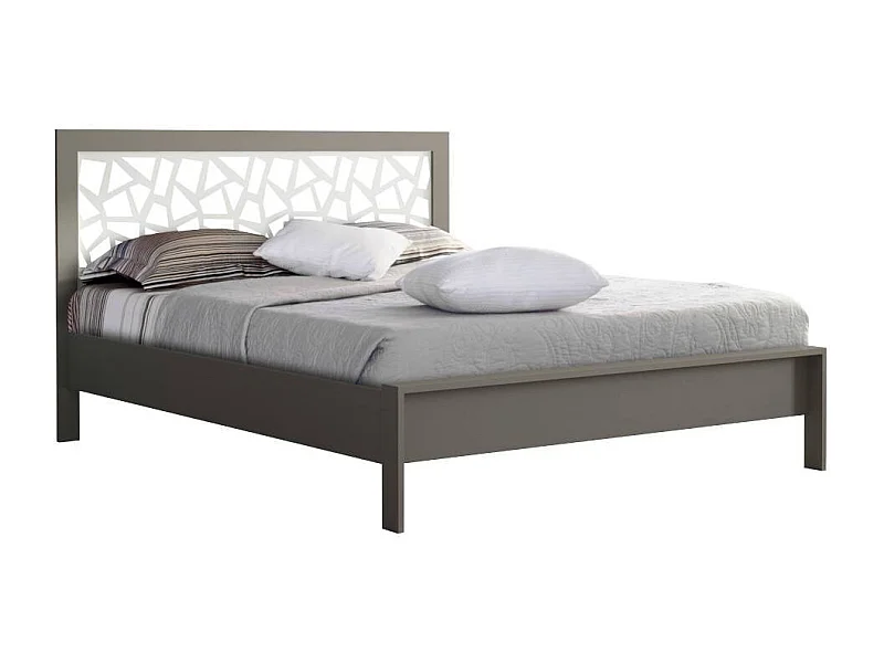 Doppelbett Bettgestell in Grau 110 cm Kopfteil