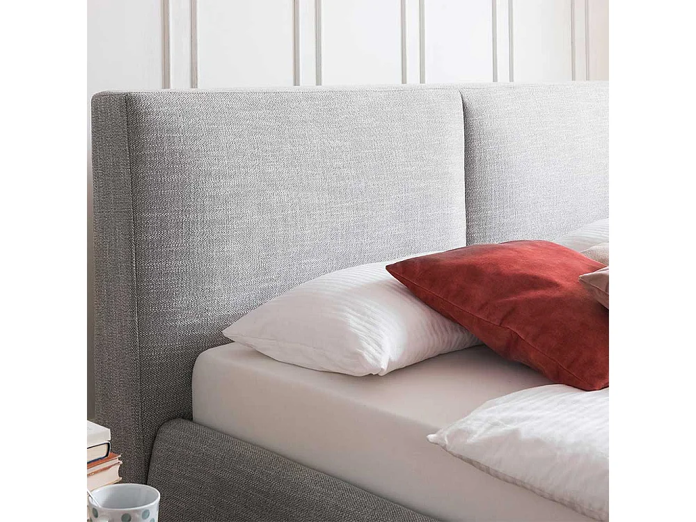 Bettgestell in Hellgrau Webstoff Bettkasten