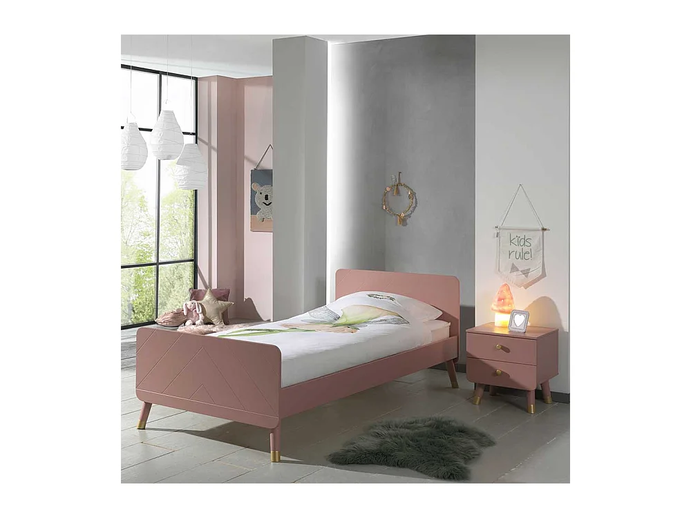 Mädchen Jugendbett in Rosa und Goldfarben Nachttisch (zweiteilig)