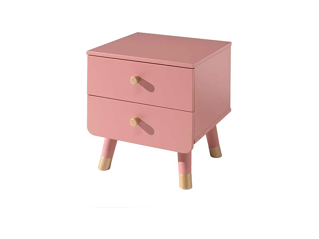 Mädchen Jugendbett in Rosa und Goldfarben Nachttisch (zweiteilig)