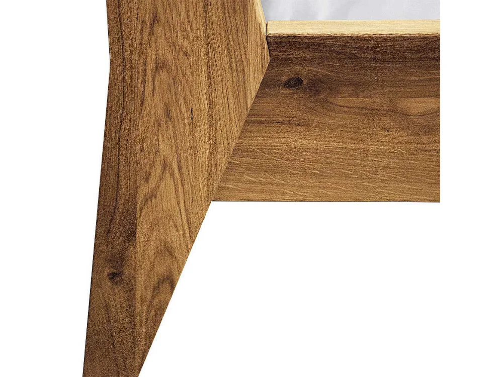 Ehebett aus Wildeiche Massivholz Retrostil (dreiteilig)