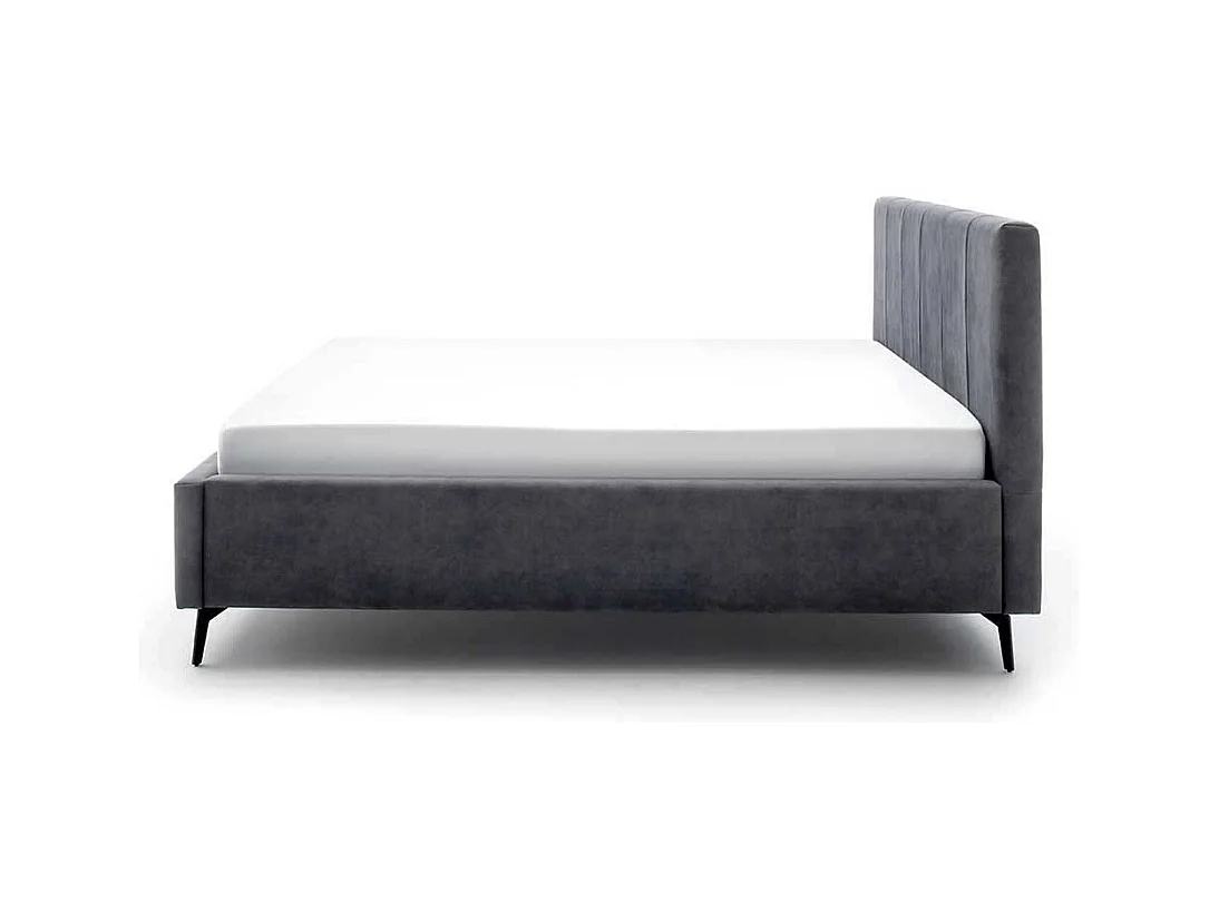 Doppelbettgestell Anthrazit aus Velours Vierfußgestell aus Metall