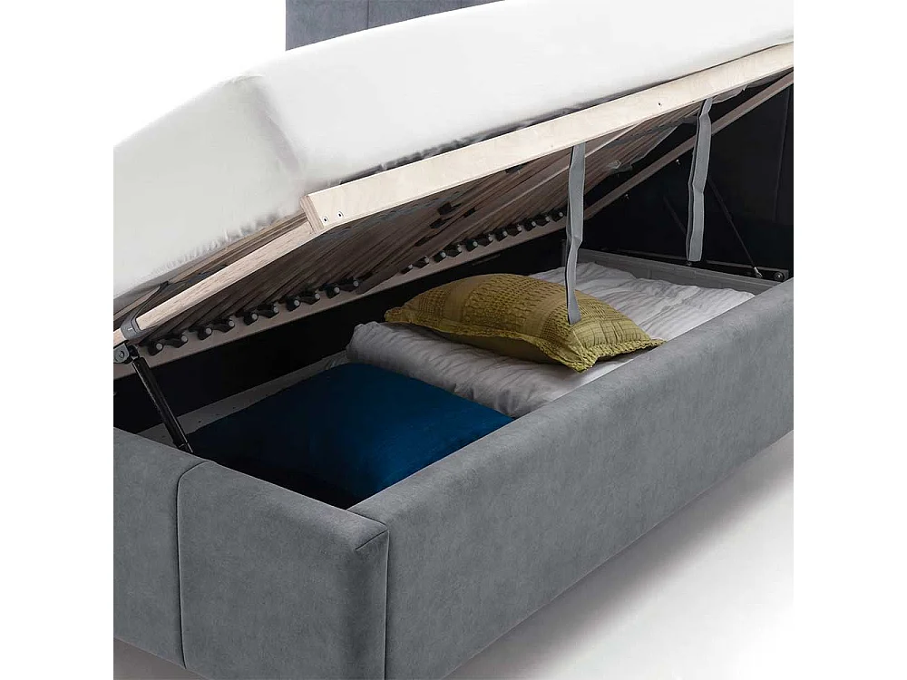 Doppelbettgestell Anthrazit aus Velours Vierfußgestell aus Metall