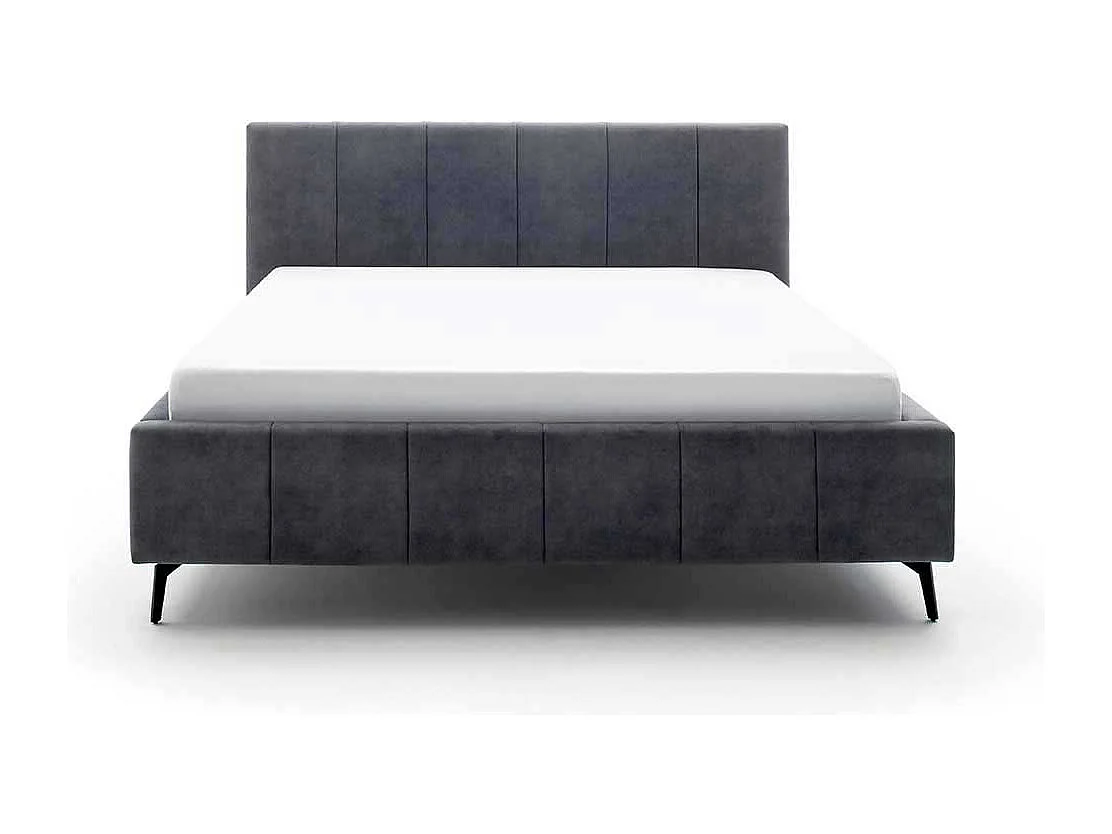 Doppelbettgestell Anthrazit aus Velours Vierfußgestell aus Metall