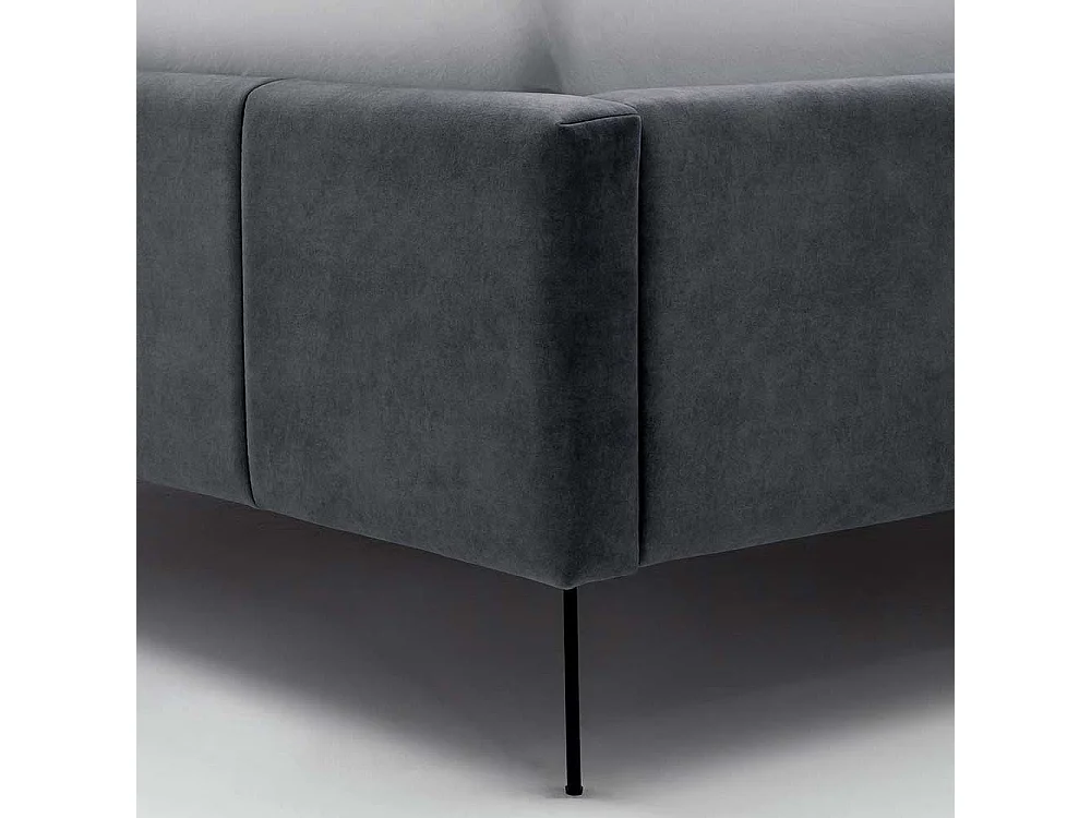 Doppelbettgestell Anthrazit aus Velours Vierfußgestell aus Metall