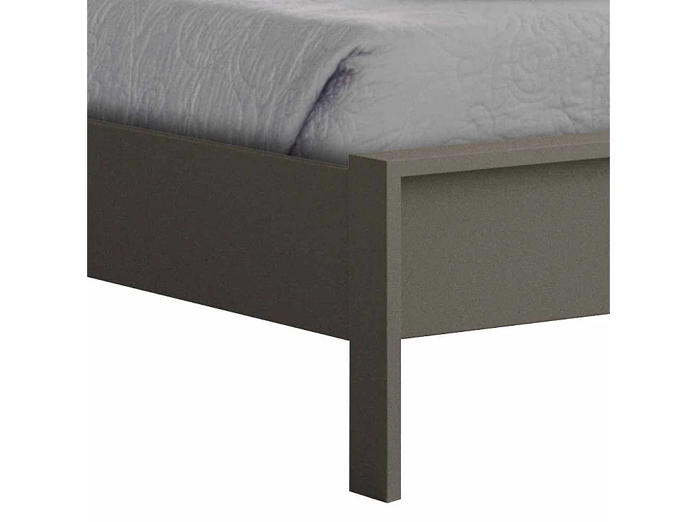 Bett in Grau Metall mit Eichenholz