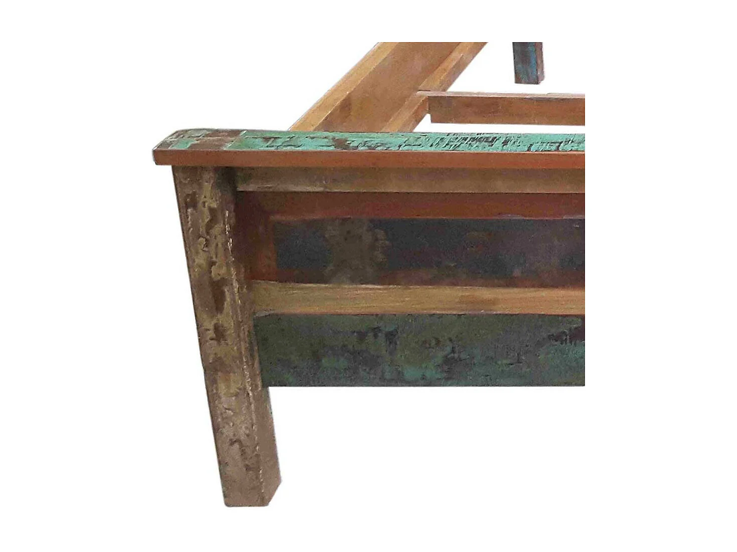 Shabby Doppelbett in Bunt Recyclingholz