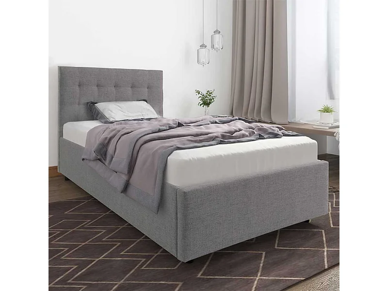 Polsterbett in Grau Webstoff modern