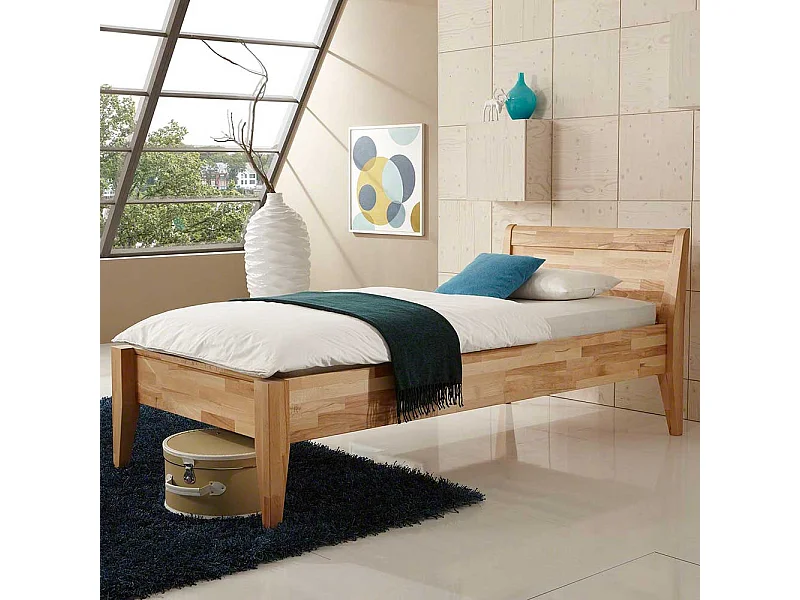 Bett für eine Person Kernbuche Massivholz