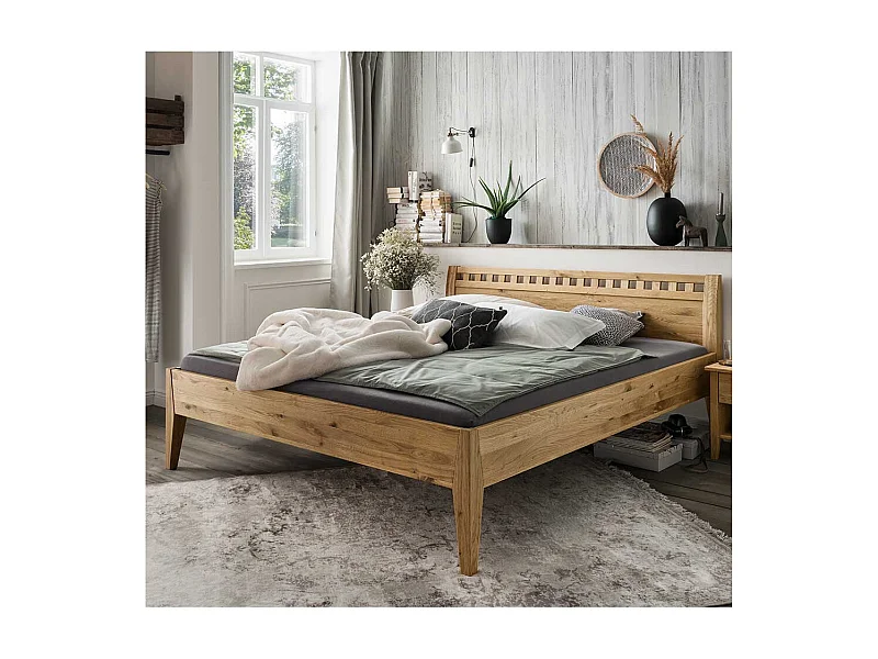 Eichenbett aus Massivholz 47 cm Einstiegshöhe