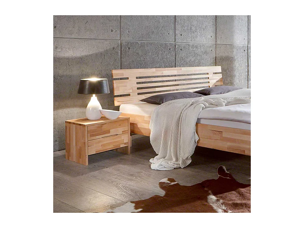 Einzelbett aus Kernbuche Massivholz modern (zweiteilig)