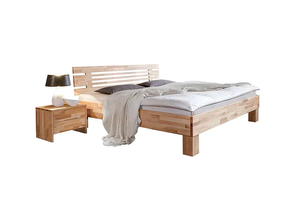 Einzelbett aus Kernbuche Massivholz modern (zweiteilig)