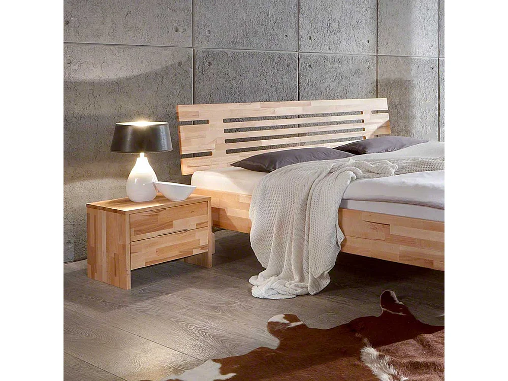 Einzelbett aus Kernbuche Massivholz modern (zweiteilig)