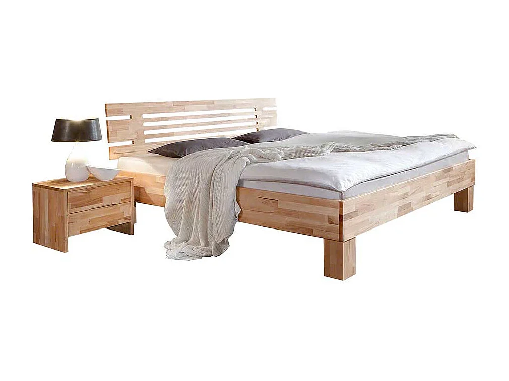 Einzelbett aus Kernbuche Massivholz modern (zweiteilig)