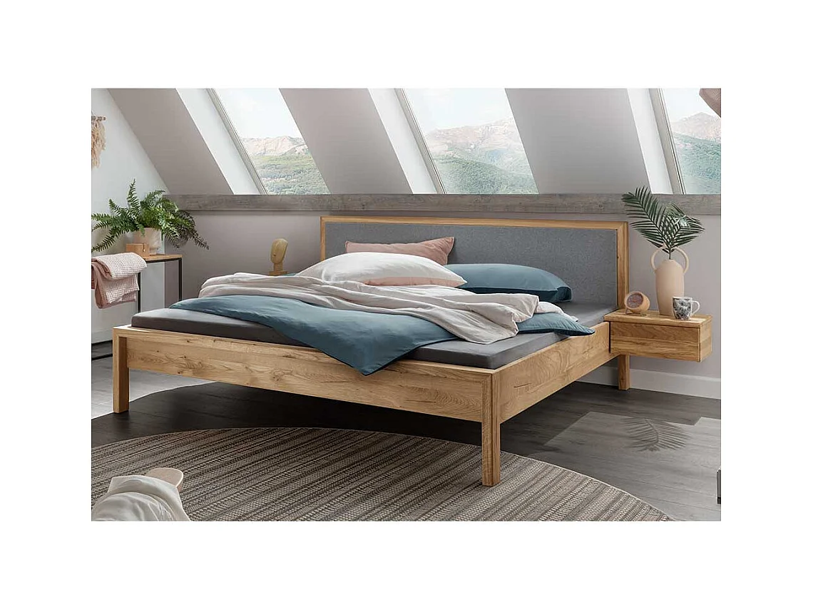 Franzoesisches Bett aus Wildeiche Massivholz 41 cm Einstiegshöhe