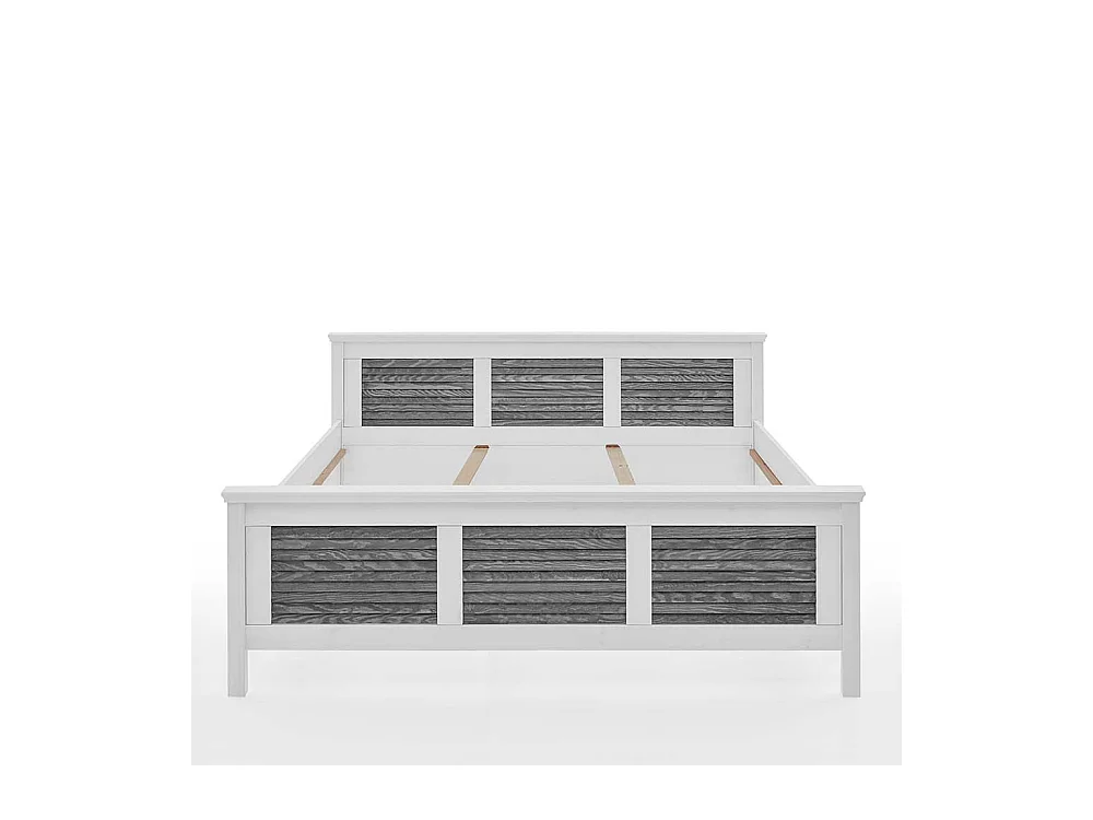 Zweifarbiges Landhaus Bett in Kiefer Grau & Weiß 94 cm Kopfteil