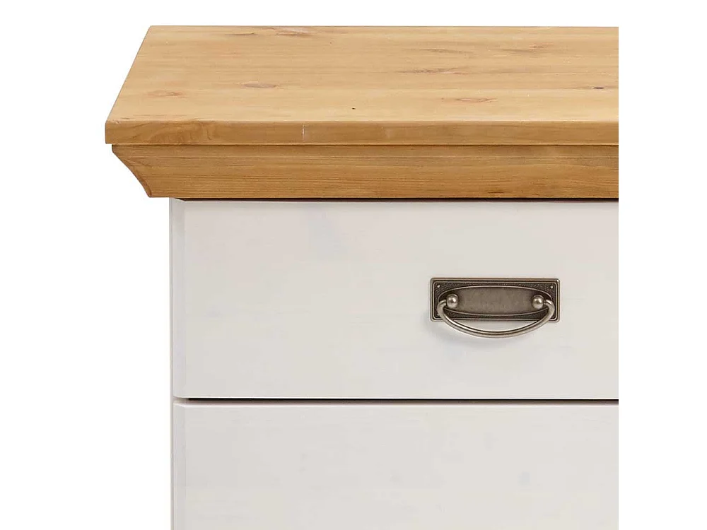 Landhausbett in Weiß Kiefer teilmassiv Nachtkommoden (dreiteilig)