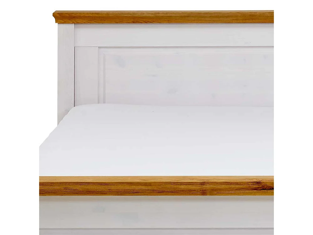 Landhausbett in Weiß Kiefer teilmassiv Nachtkommoden (dreiteilig)