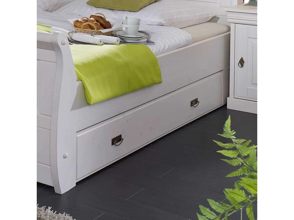 Massivholzbett in Weiß Kiefer