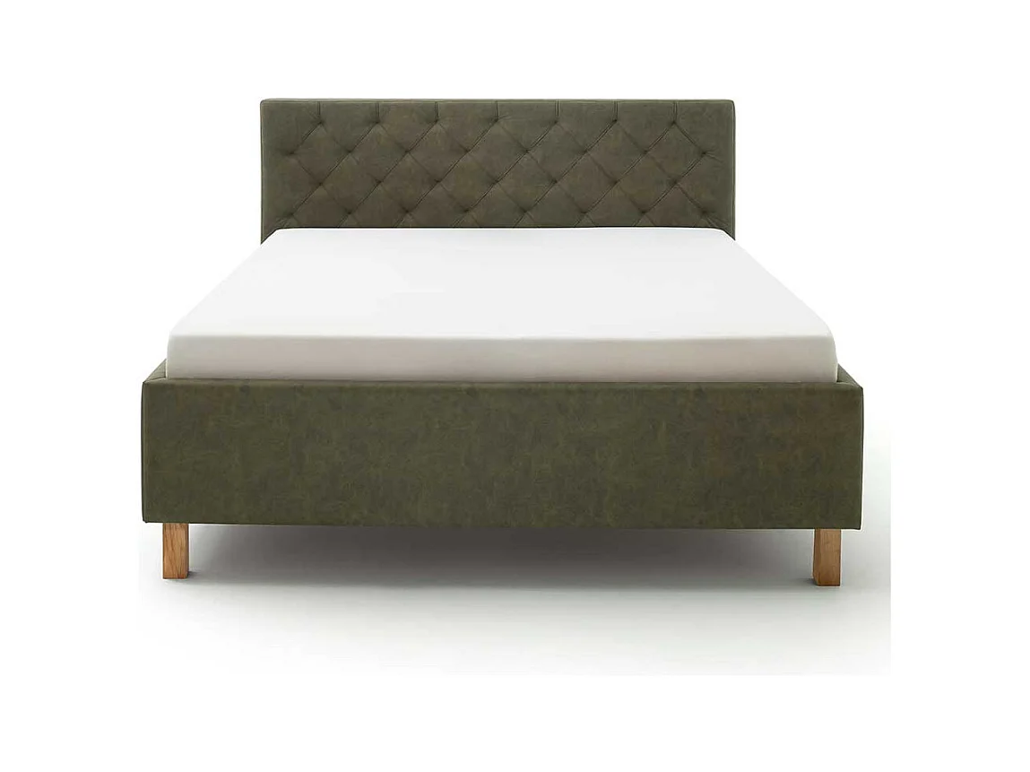 Polsterbettgestell in Oliv Grün Vierfußgestell aus Holz