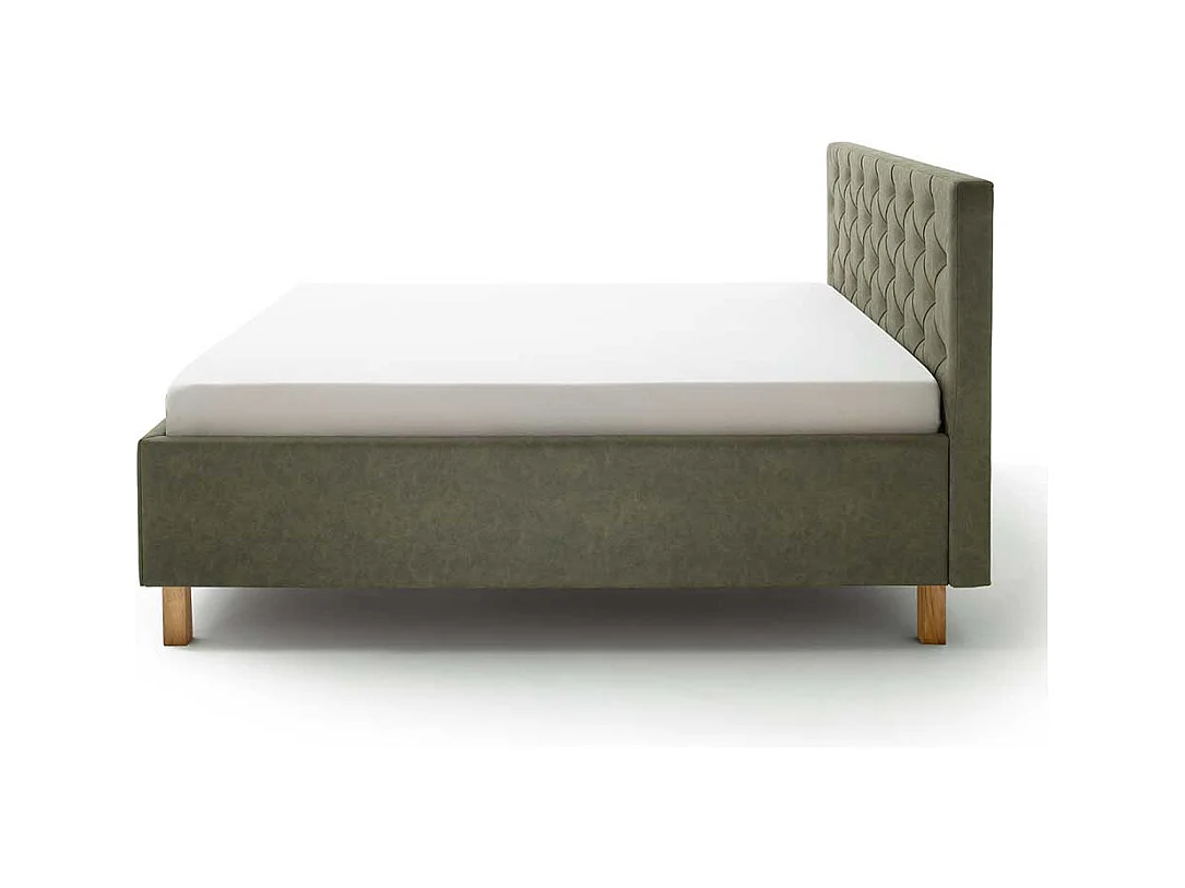 Polsterbettgestell in Oliv Grün Vierfußgestell aus Holz