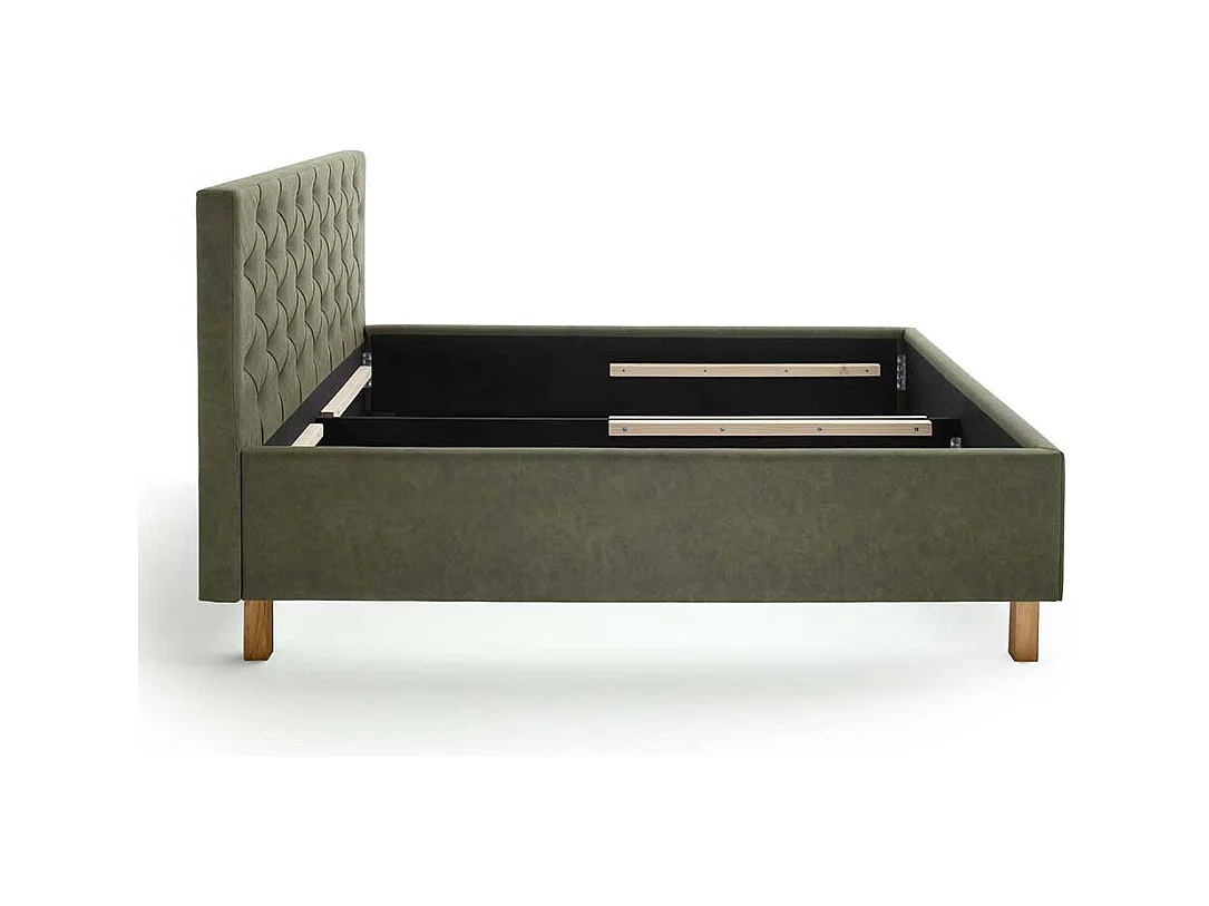 Polsterbettgestell in Oliv Grün Vierfußgestell aus Holz