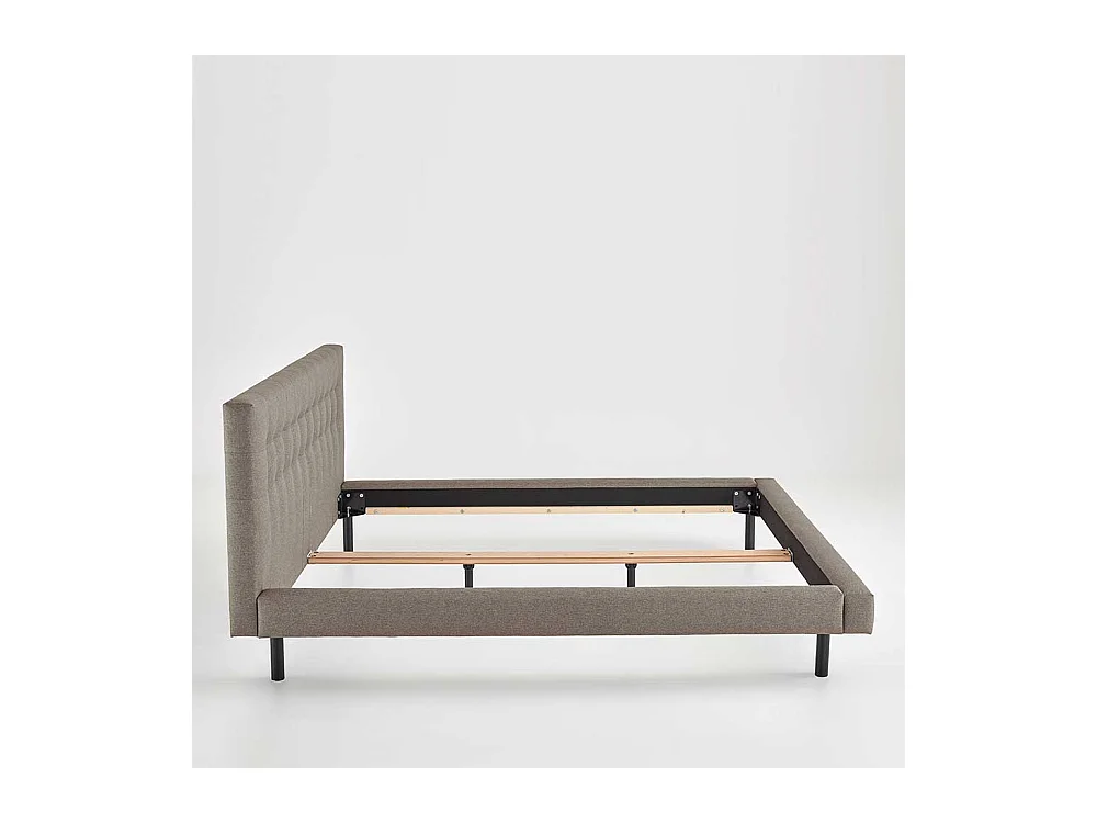 Gepolstertes Bett Stoff Hellbraun 160x200 cm 180x200 cm
