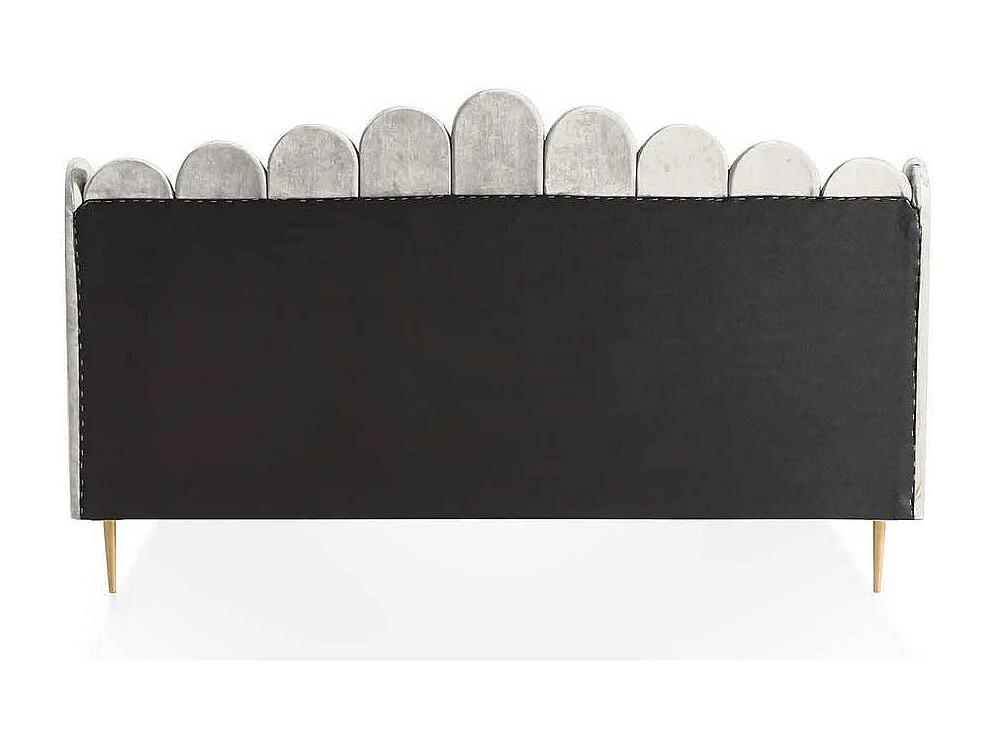 Samt Polsterbett in Beige Metallgestell Goldfarben