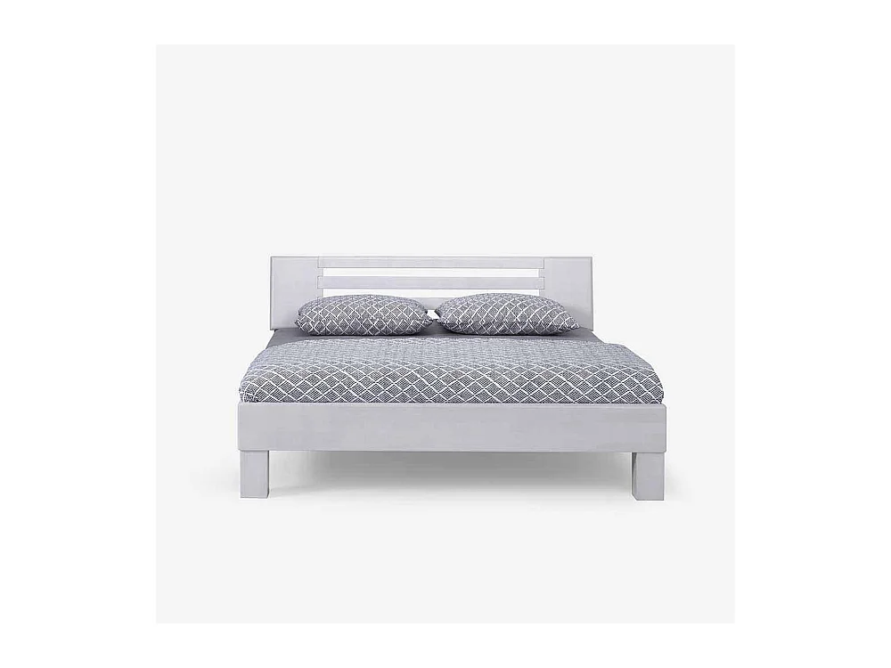 Holzbett in Weiß Buche Massivholz