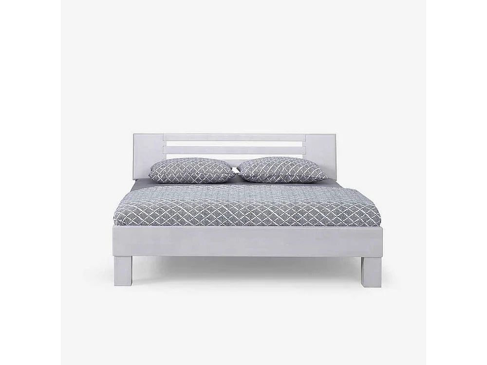 Holzbett in Weiß Buche Massivholz