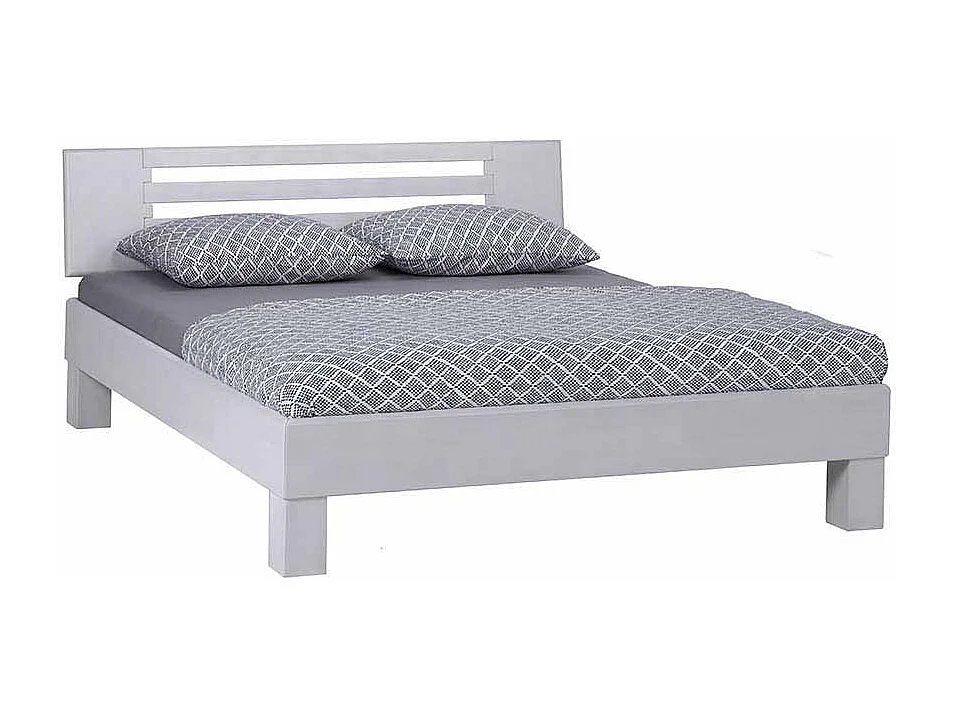 Holzbett in Weiß Buche Massivholz