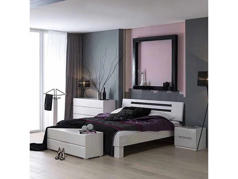 Holzbett in Weiß Buche Massivholz