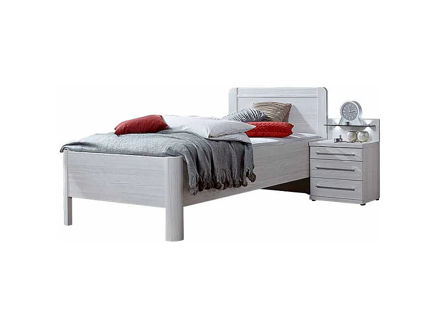 Singlebett in Weiß mit Nachtkonsole (zweiteilig)