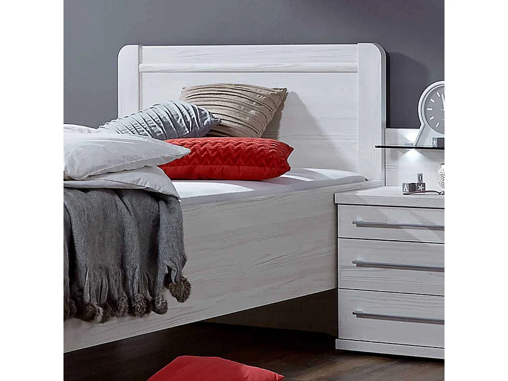 Singlebett in Weiß mit Nachtkonsole (zweiteilig)