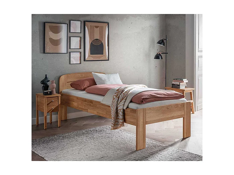 Einzelbett Massivholzbett aus Wildeiche Massivholz im Landhausstil