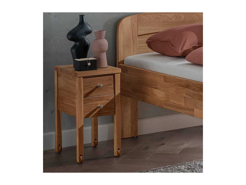 Einzelbett Massivholzbett aus Wildeiche Massivholz im Landhausstil