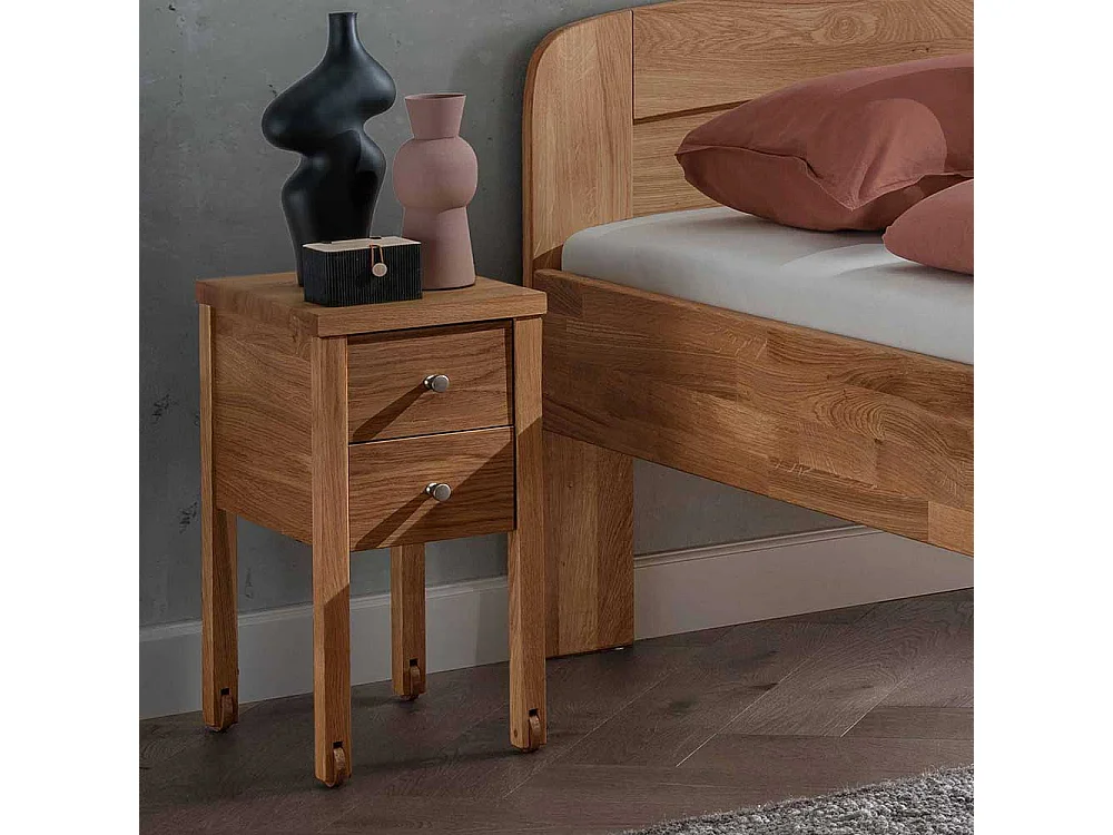 Einzelbett Massivholzbett aus Wildeiche Massivholz im Landhausstil