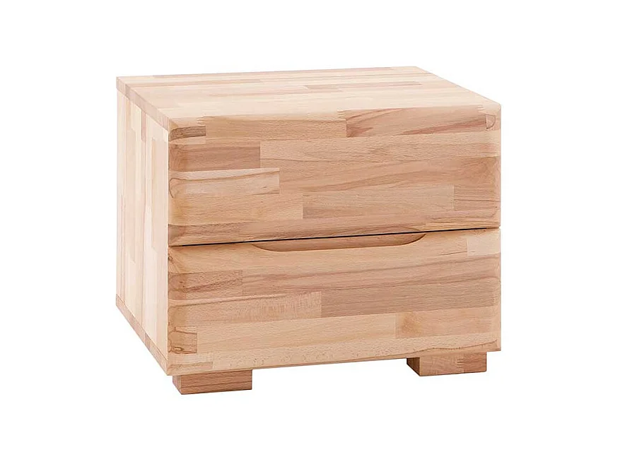 Ehebett mit Nachtkommoden Kernbuche Massivholz (dreiteilig)